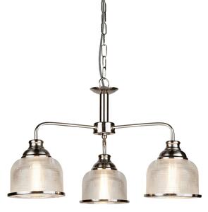 Lampadario Contemporaneo Bistrot Ii Acciaio Argento Vetro 3 Luci E27