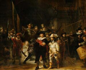 Rembrandt Harmensz. van Rijn - Riproduzione The Nightwatch 1642, (40 x 35 cm)