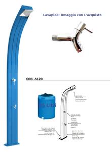 Doccia Per Esterni in Alluminio a Riscaldamento Solare Serbatoio 25 lt Arkema Spring Dimensioni 26x12x h 224 cm - peso 18,5 kg Blu