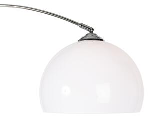 Lampada ad arco moderna cromata con paralume bianco - Arc Basic