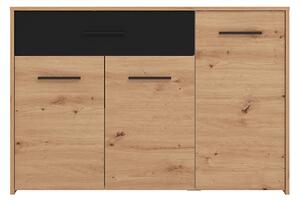 CADDIE - comò tre ante un cassetto moderno minimal in legno cm 119,2 x 33,2 x 80,5 h