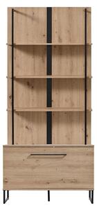 DODO - libreria moderna colore rovere con 4 mensole e un'anta cm 85 x 42 x 191,5 h