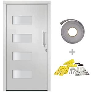 Porta d'Ingresso in Alluminio e PVC Bianco 110x210 cm