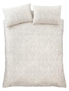 Set copripiumino e federa beige in velluto per letto matrimoniale e per letto esteso 230x220 cm Bridgerton Regal Birds – Catherine Lansfield