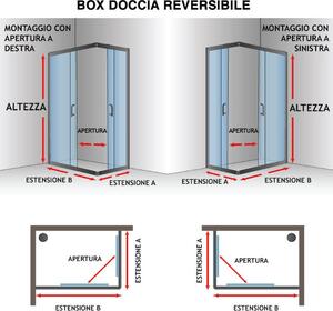 Box Doccia Angolare 70x70 Cm 2 Ante Scorrevoli In Cristallo Serigrafato 4mm H185 Fosterberg Tonder Bianco
