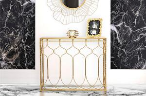 Consolle Tavolo in metallo dorato e ripiano dorato ARAB , Dimensioni 96,5x41x78 cm - Peso 7.0 kg ripiano verniciato colore ORO