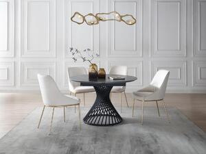 Tavolo da pranzo allungabile da 4 a 8 coperti in Ceramica e Metallo Effetto marmo Nero - CASTINA