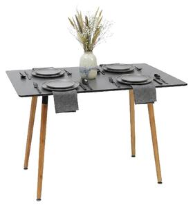 Tavolo da pranzo Relaxdays, angolare, L x P x A: 75 x 110 x 70 cm, MDF, bambù, 4 persone, tavolo da pranzo in stile scandinavo, nero/naturale