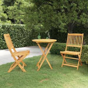 Set da Pranzo da Giardino 3 pz Pieghevole in Massello di Acacia