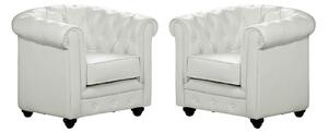 Poltrone CHESTERFIELD in similpelle Bianche - Lotto di 2