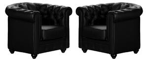 Poltrone CHESTERFIELD in similpelle Nero - Lotto di 2