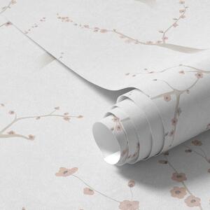 Carta da parati Rami leggeri con fiori rosa, Parati fiori e piante classici, a01111v1 : Uwalls.it