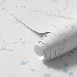 Carta da parati Rami leggeri con fiori blu, Parati fiori e piante classici, a01111 : Uwalls.it