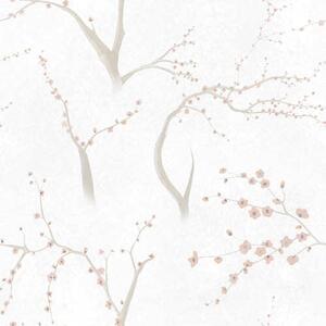 Carta da parati Rami leggeri con fiori rosa, Parati fiori e piante classici, a01111v1 : Uwalls.it