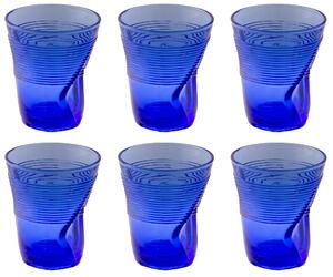 Set 6 Bicchieri Accartocciati 36 Cl Ø9 Cm In Vetro Pressato Kaleidos Blu