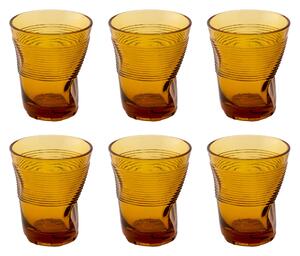 Set 6 Bicchieri Accartocciati 36 Cl Ø9 Cm In Vetro Pressato Kaleidos Ambra