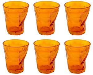 Set 6 Bicchieri Accartocciati 22 Cl Ø8 Cm In Vetro Pressato Kaleidos Arancioni
