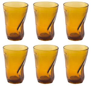Set 6 Bicchieri Accartocciati 34 Cl Ø8 Cm In Vetro Pressato Kaleidos Ambra