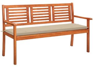 Panchina da Giardino 3 Posti e Cuscino 150cm Massello Eucalipto