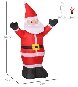 HOMCOM Babbo Natale Gonfiabile Luminoso Luci LED Decorazione Natalizia Altezza 1.2m