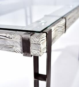 CHYRKA® Tavolo da pranzo LL tavolo da soggiorno LEMBERG Loft Vintage Bar Design industriale Vetro metallo fatto a mano in legno