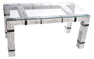CHYRKA® Tavolo da pranzo LD tavolo da soggiorno DROHOBYCZ Loft Vintage Bar Design industriale Vetro metallo fatto a mano in legno