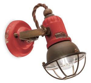 Applique 1 luce con gabbia loft vintage rosso c1675/1vir