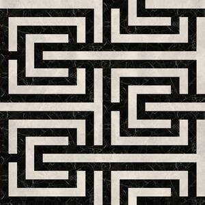 Carta da parati Motivo geometrico bianco e nero a labirinto, Parati astratta classici, a01073 : Uwalls.it