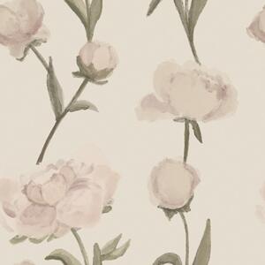 Carta da parati Peonie rosa tenue su sfondo chiaro, Parati fiori e piante classici, a01114 : Uwalls.it