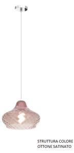 Sospensione ottone satinato 1 luce vetro piccolo rubino 1191os-sp-ru