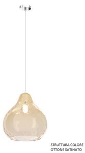 Sospensione ottone satinato 1 luce vetro grande ambra 1191os-sg-am