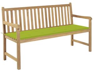 Panca da Giardino e Cuscino Verde Brillante 150cm Legno di Teak