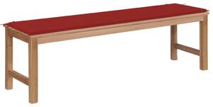 Panca da Giardino con Cuscino Rosso 150 cm Legno di Teak