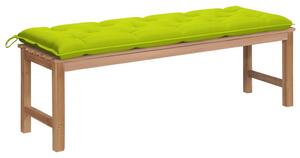 Panca da Giardino e Cuscino Verde Brillante 150cm Legno di Teak