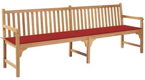 Panca da Giardino con Cuscino Rosso 240 cm in Massello di Teak