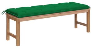 Panca da Giardino con Cuscino Verde 150 cm in Legno di Teak
