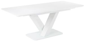 Tavolo da pranzo allungabile moderno 160/200 x 90 cm piano in vetro bianco Beliani
