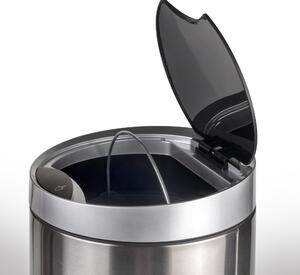 Emuca Pattumiera rotonda con coperchio Recycle con apertura mediante sensore di movimento, acciaio inossidable, acciaio
