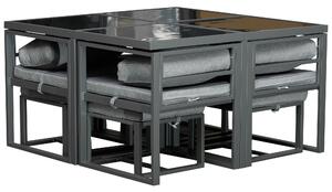 Set Tavolo Con 4 Sedie E 4 Sgabelli Da Giardino In Alluminio Grigio