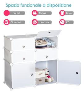 Homcom Armadio Guardaroba Scarpiera Modulare in Plastica 6 Cubi Bianco, 75x37x73cm