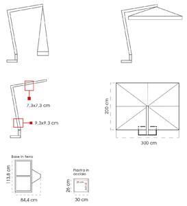 Ombrellone da Giardino Decentrato 2x3m in Legno Telo in Acrilico con Balza Danieli Tokio Ecrù
