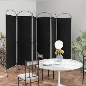 Costway Paravento pieghevole a 6 pannelli in tessuto indipendente, Divisorio per ambienti interni alto 188cm Nero