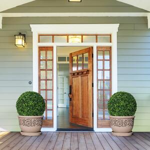 Costway 2 Pezzi pianta artificiale con palline di bosso 48cm, Sfere decorative a prova di raggi UV per interni ed esterni