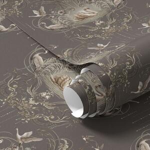 Carta da parati Decorazione con cigni e uccelli in stile classico, Parati stile asiatico classici, a01161 : Uwalls.it