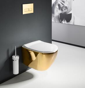 Vaso WC sospeso Rea Carlo Mini Flat Gold/White