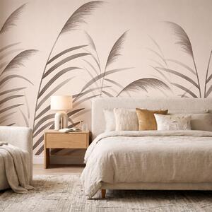 Carta da parati Silhouette minimaliste in stile "reed" nei toni del beige, Carta da parati Buffer, w05432 : Uwalls.it