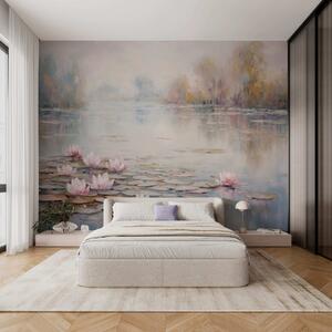 Carta da parati Lago impressionista con ninfee e luce soffusa, Carta da parati Buffer, w05515 : Uwalls.it