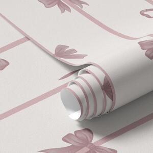 Carta da parati Fiocchi rosa con nastri su sfondo chiaro, Parati geometrica classici, Parati geometrica a righe classici, a01074 : Uwalls.it