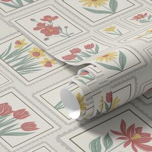 Carta da parati Illustrazioni floreali incorniciate su sfondo chiaro, Parati fiori e piante classici, a01173v1 : Uwalls.it