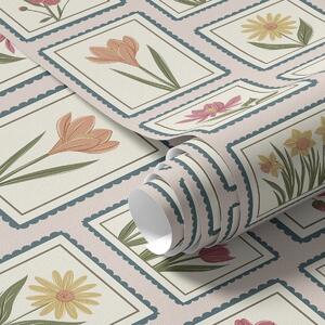 Carta da parati Illustrazioni floreali incorniciate con bordi, Parati fiori e piante classici, a01174 : Uwalls.it